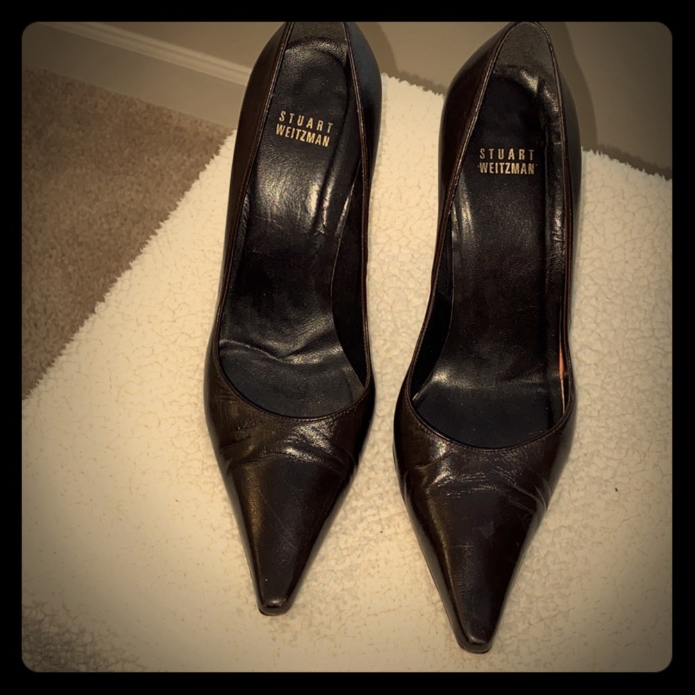 Stuart Weitzman, chocolate brown, 4 inch heel
